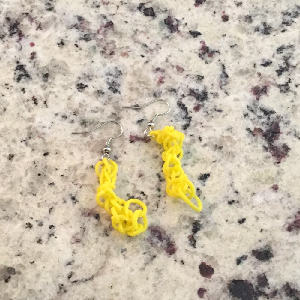 Neon yellow rubber band earrings